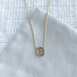Authentic Tory Burch Miller Gold Silver Mix pendant necklace